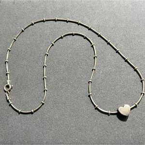 Vintage Sterling Silver Italy Ball Bead Station Necklace Sterling Heart Slide
